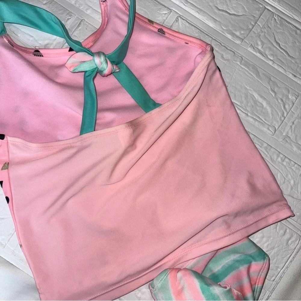 Cat & Jack Watermelon Pink and Mint Swimsuit Set Size L (10/12)
